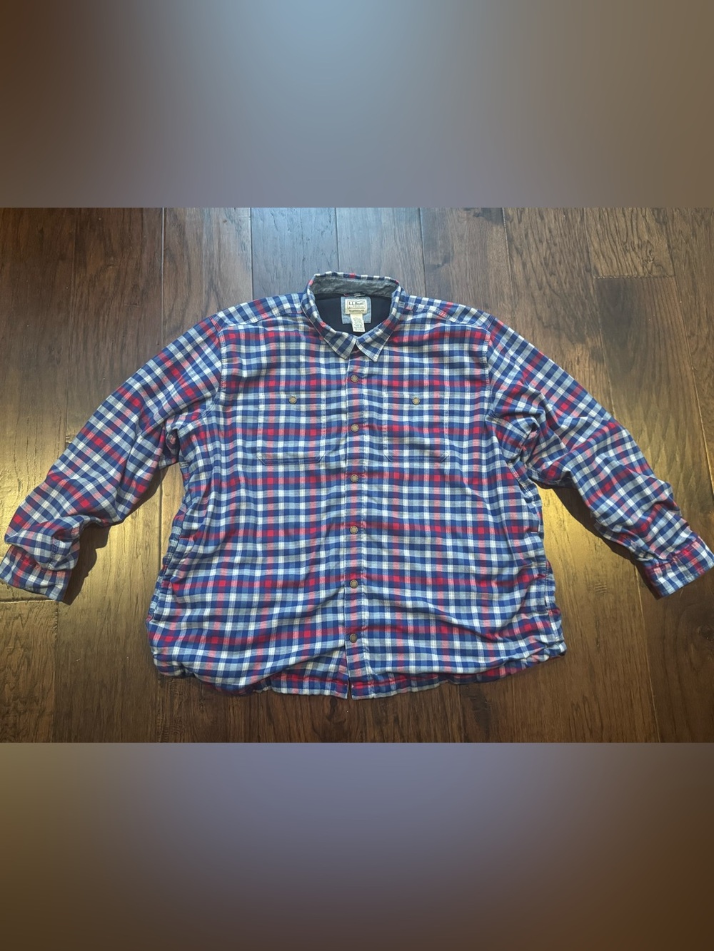 LL Bean Fleece Lined Flannel Shirt Jacket Shacket Plaid Pockets XXXL